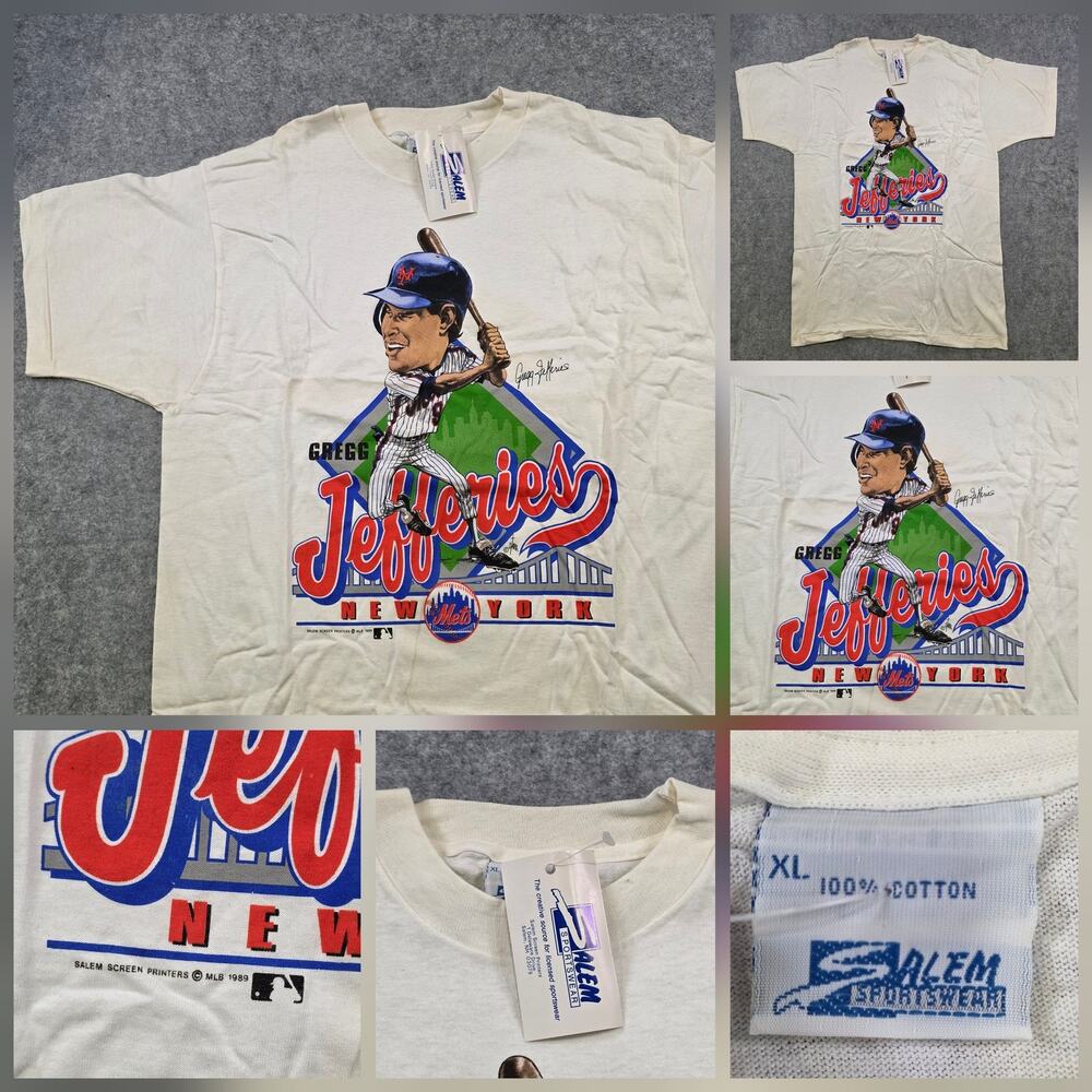 VTG New York Mets T Shirt Mens XL MLB Baseball Gregg Jefferies Caricature 1989